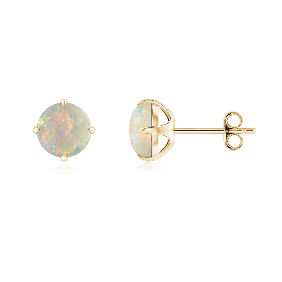 6mm AAAA Basket-Set Round Opal Stud Earrings in Yellow Gold side 199