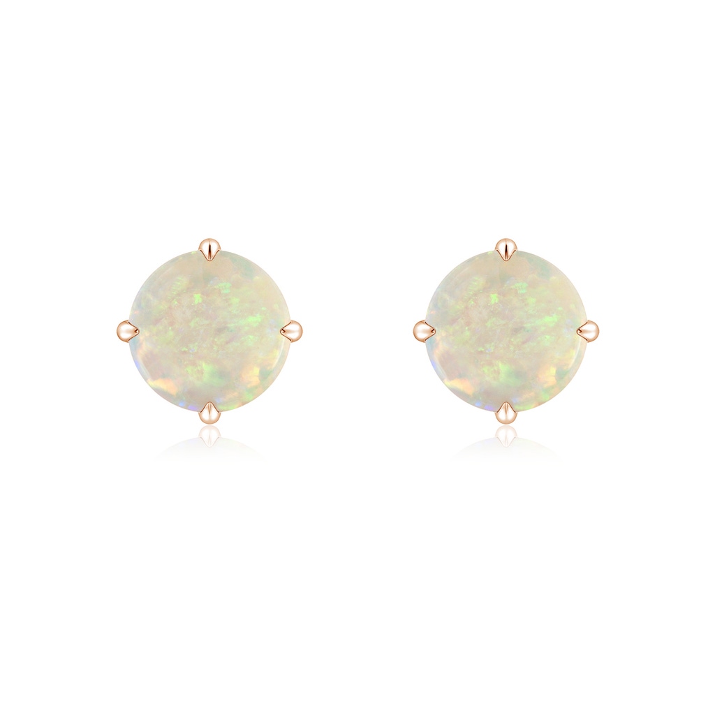 7mm AAA Basket-Set Round Opal Stud Earrings in 18K Rose Gold