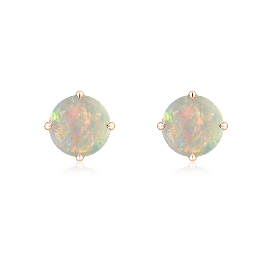 7mm AAAA Basket-Set Round Opal Stud Earrings in Rose Gold 