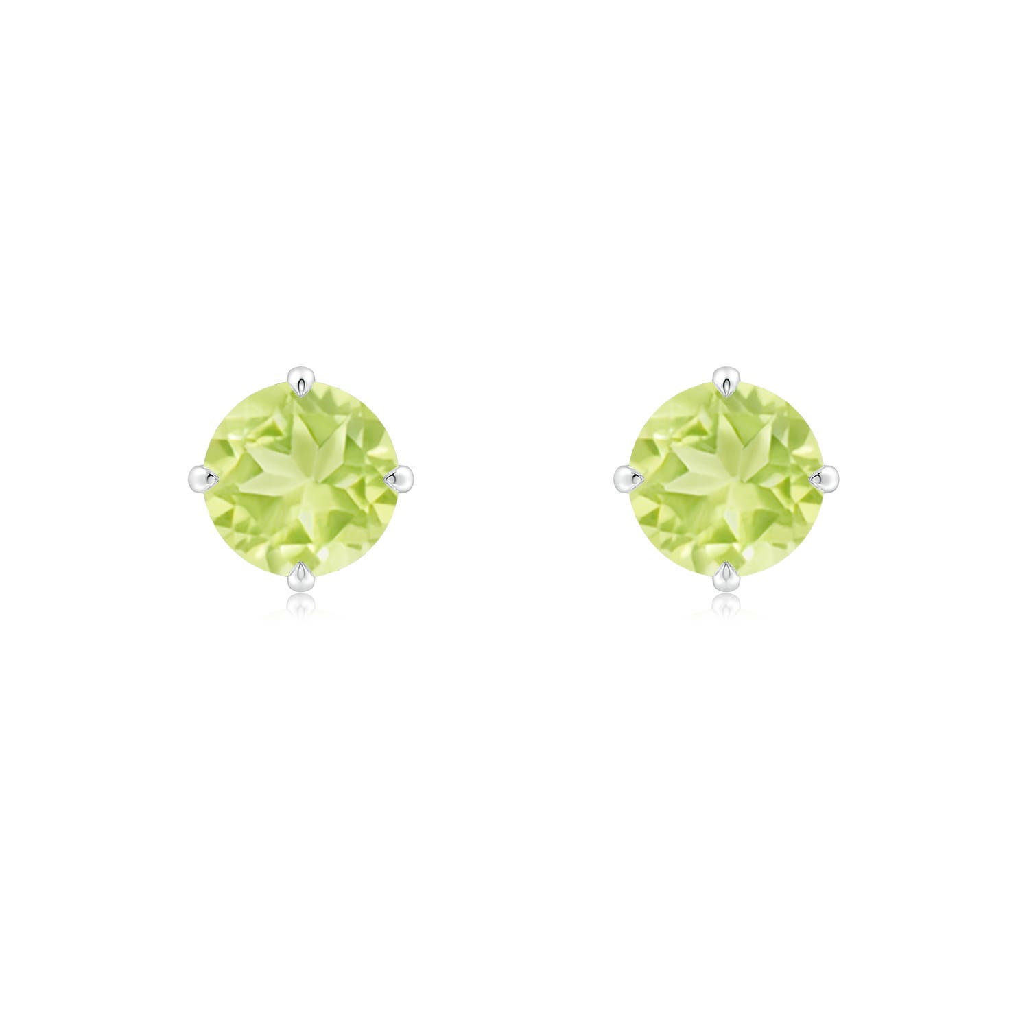 6mm A Claw-Set Round Peridot Solitaire Stud Earrings in P950 Platinum