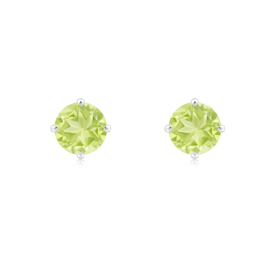 6mm A Claw-Set Round Peridot Solitaire Stud Earrings in P950 Platinum 
