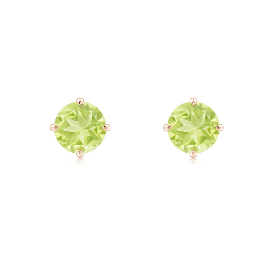 6mm A Claw-Set Round Peridot Solitaire Stud Earrings in Rose Gold 