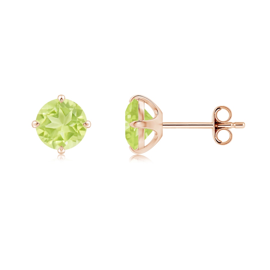 6mm A Claw-Set Round Peridot Solitaire Stud Earrings in Rose Gold side 199