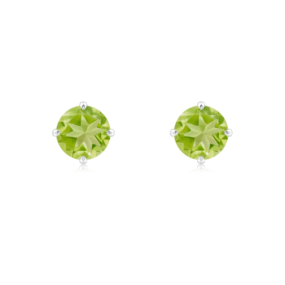 6mm AA Claw-Set Round Peridot Solitaire Stud Earrings in White Gold 