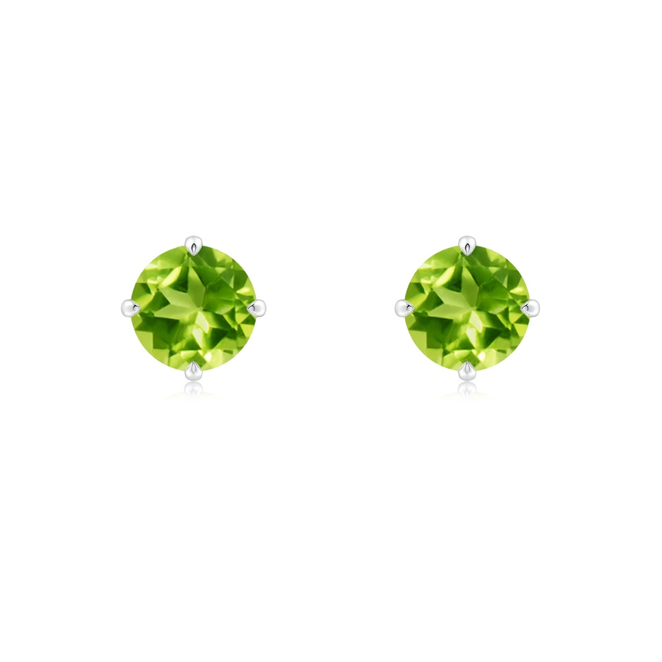 6mm AAA Claw-Set Round Peridot Solitaire Stud Earrings in White Gold 