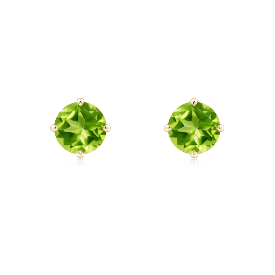 6mm AAA Claw-Set Round Peridot Solitaire Stud Earrings in Yellow Gold 