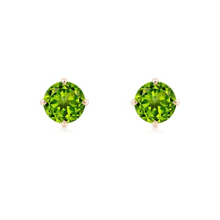 6mm AAAA Claw-Set Round Peridot Solitaire Stud Earrings in 10K Rose Gold