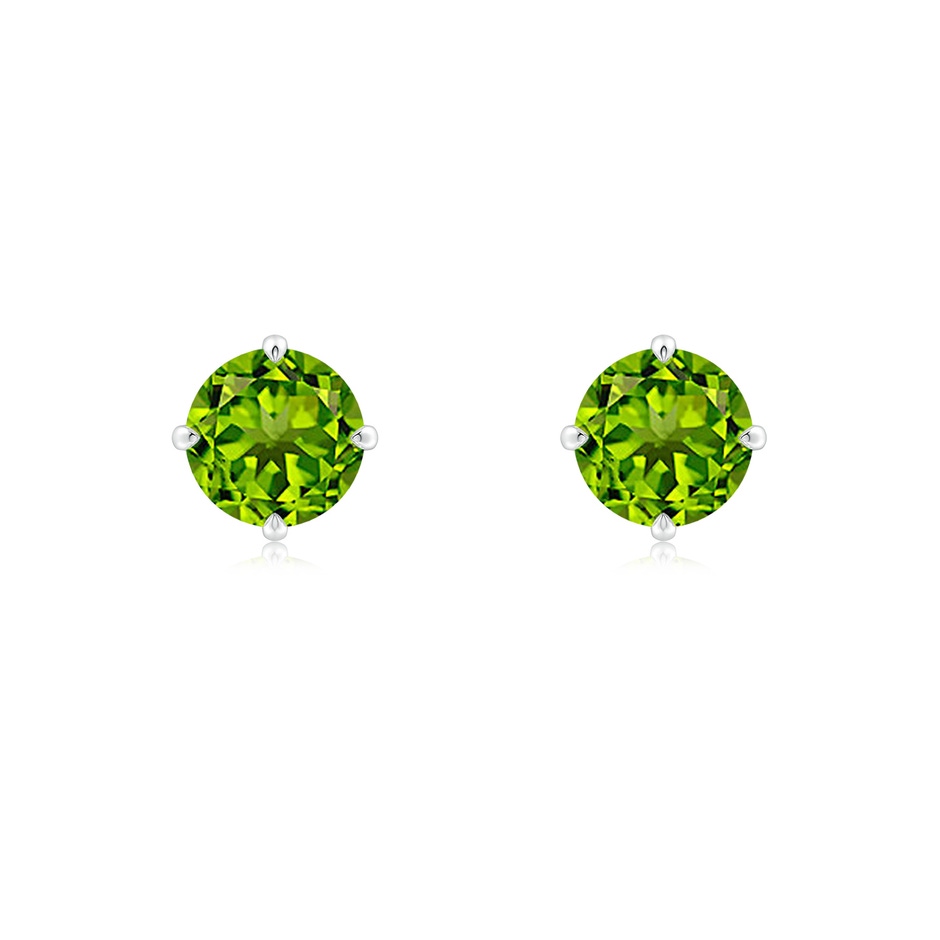 6mm AAAA Claw-Set Round Peridot Solitaire Stud Earrings in P950 Platinum 