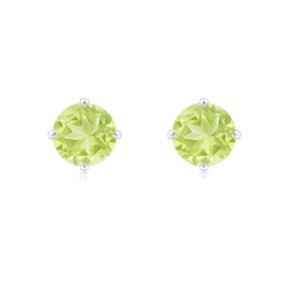 7mm A Claw-Set Round Peridot Solitaire Stud Earrings in 9K White Gold 