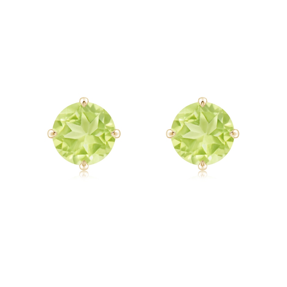 7mm A Claw-Set Round Peridot Solitaire Stud Earrings in Yellow Gold 
