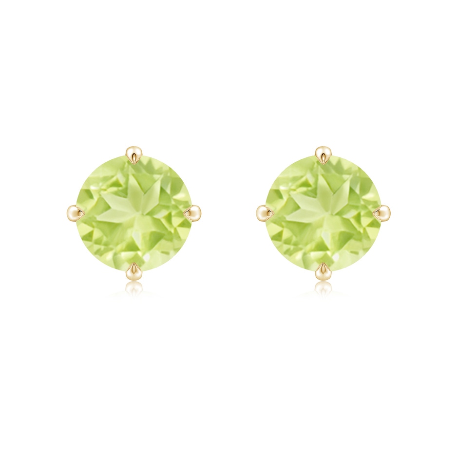 8mm A Claw-Set Round Peridot Solitaire Stud Earrings in 9K Yellow Gold 