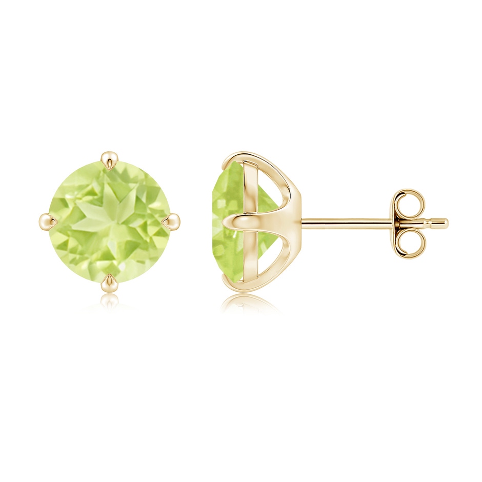 8mm A Claw-Set Round Peridot Solitaire Stud Earrings in 9K Yellow Gold side 199