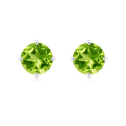 8mm AAA Claw-Set Round Peridot Solitaire Stud Earrings in White Gold