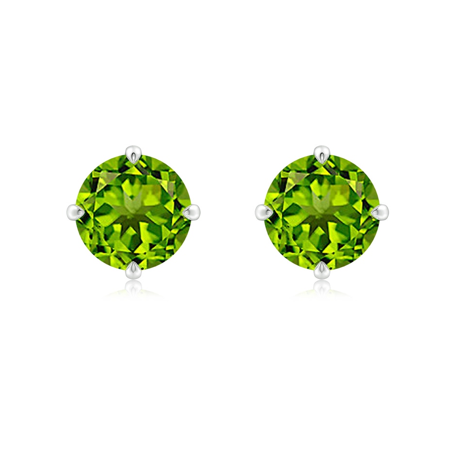 8mm AAAA Claw-Set Round Peridot Solitaire Stud Earrings in White Gold 