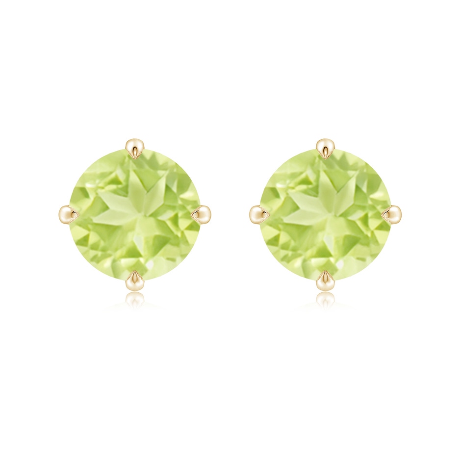 9mm A Claw-Set Round Peridot Solitaire Stud Earrings in Yellow Gold 