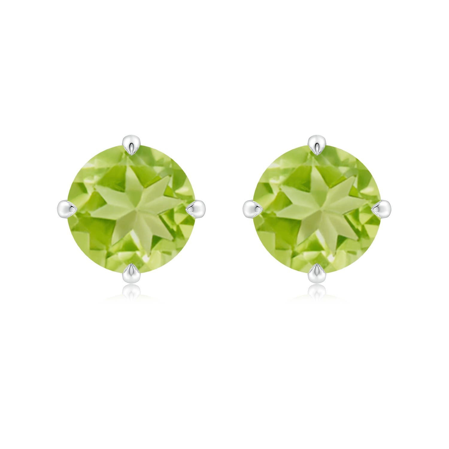 9mm AA Claw-Set Round Peridot Solitaire Stud Earrings in P950 Platinum