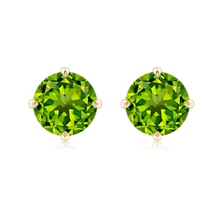 9mm AAAA Claw-Set Round Peridot Solitaire Stud Earrings in 9K Yellow Gold