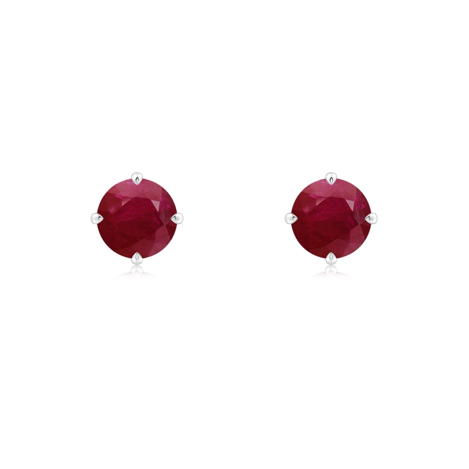 5mm A Claw-Set Round Ruby Solitaire Stud Earrings in P950 Platinum 