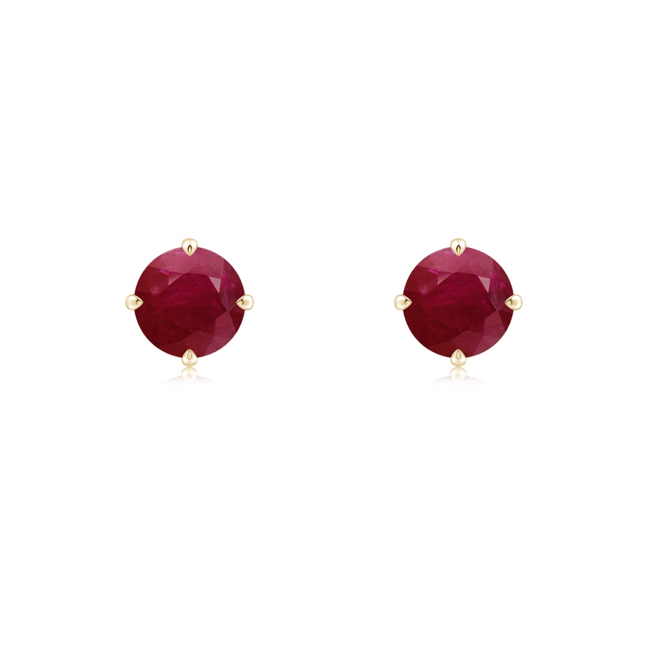 5mm A Claw-Set Round Ruby Solitaire Stud Earrings in Yellow Gold 