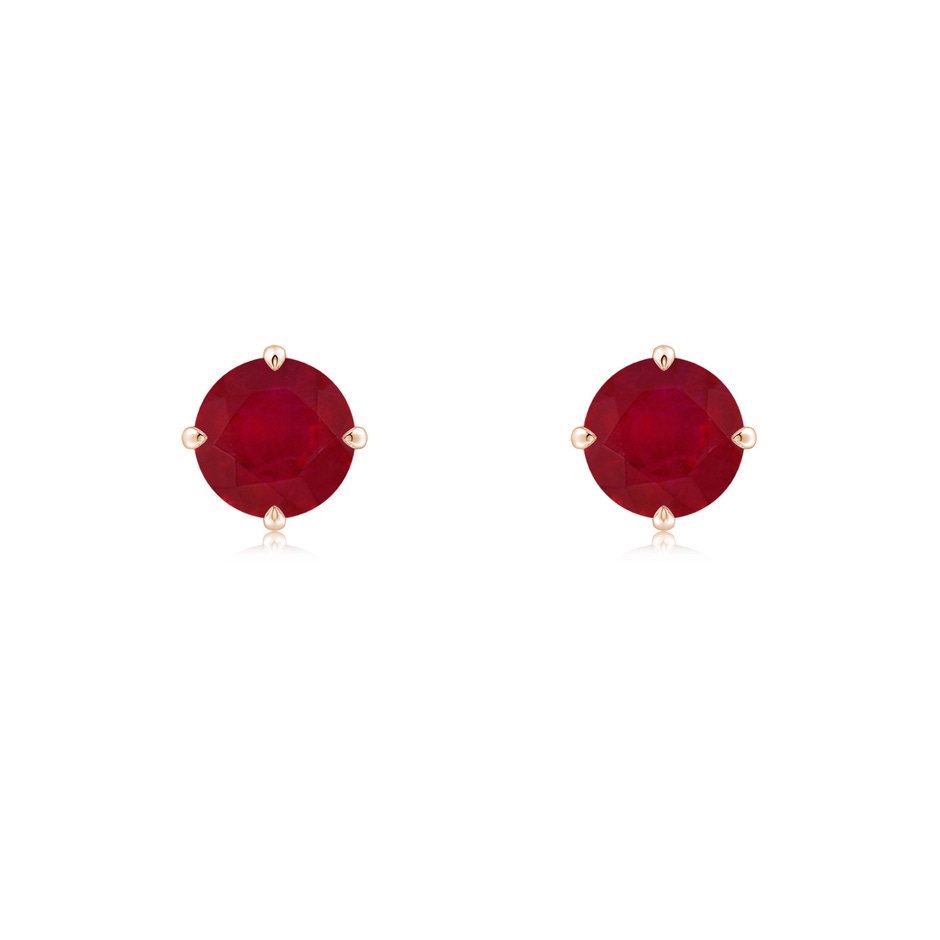 5mm AA Claw-Set Round Ruby Solitaire Stud Earrings in 18K Rose Gold 