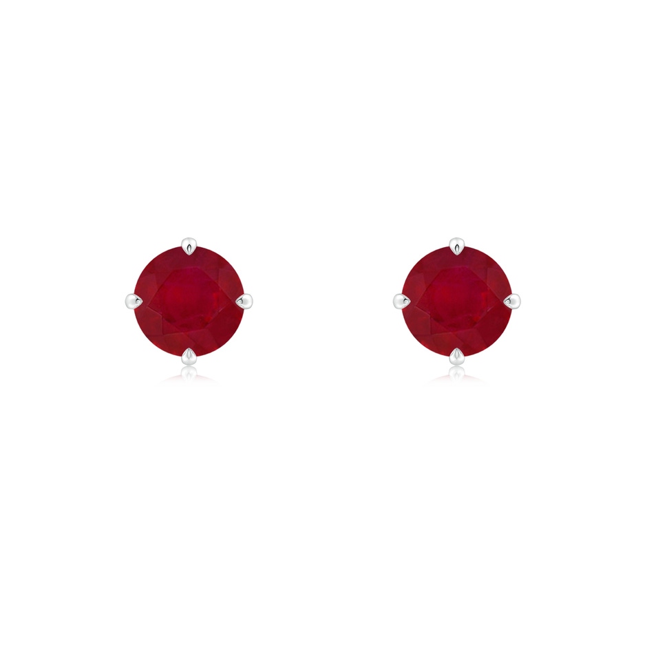 5mm AA Claw-Set Round Ruby Solitaire Stud Earrings in White Gold 