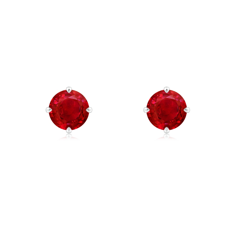 5mm AAA Claw-Set Round Ruby Solitaire Stud Earrings in P950 Platinum 
