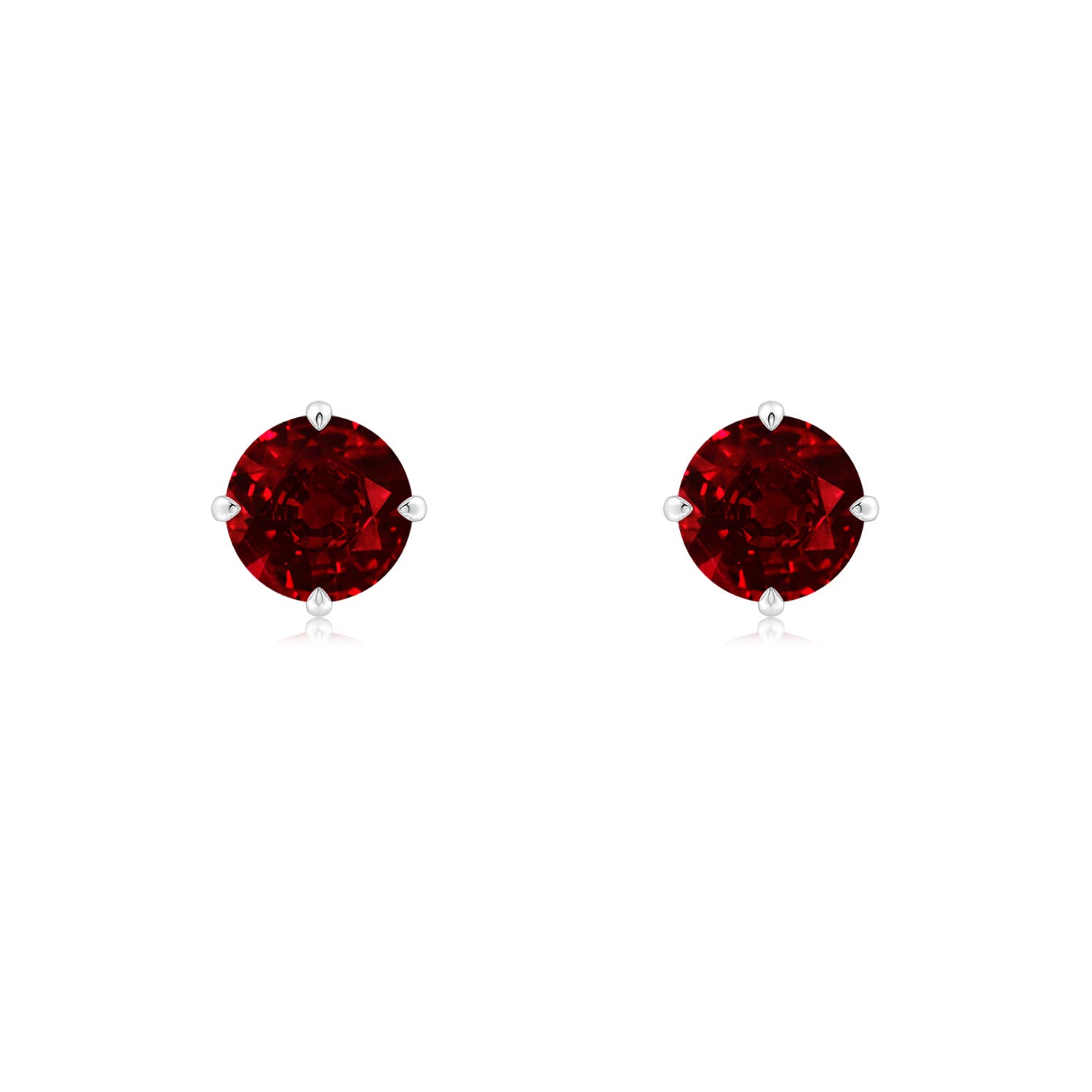 5mm AAAA Claw-Set Round Ruby Solitaire Stud Earrings in White Gold