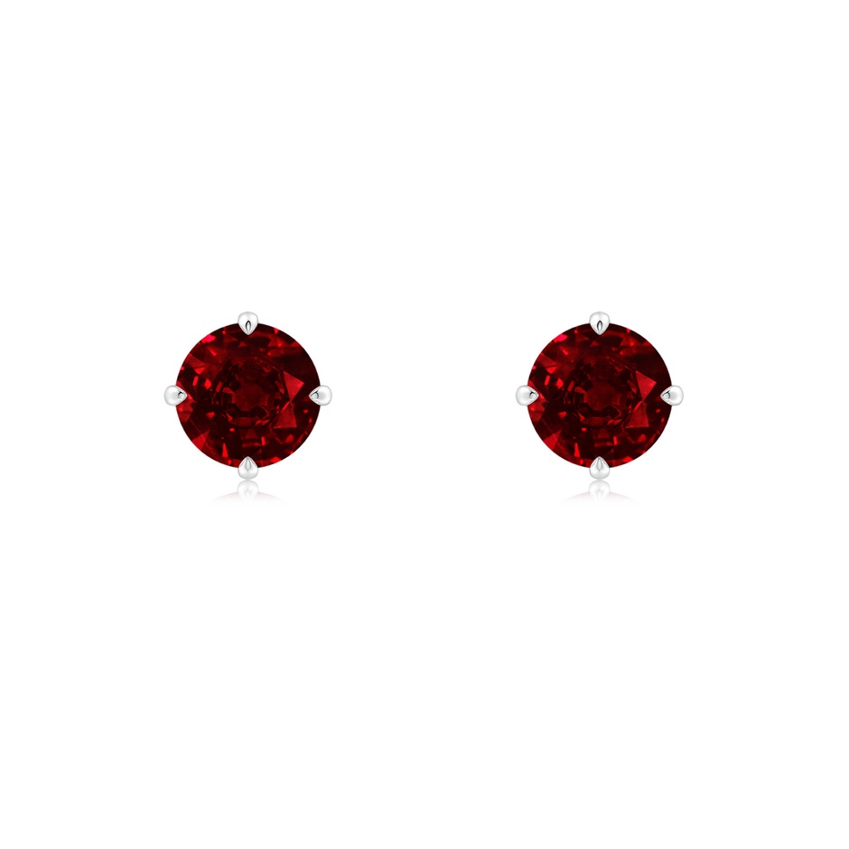 5mm AAAA Claw-Set Round Ruby Solitaire Stud Earrings in White Gold 