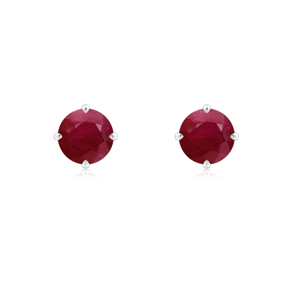 6mm A Claw-Set Round Ruby Solitaire Stud Earrings in P950 Platinum 