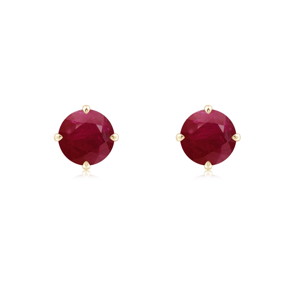 6mm A Claw-Set Round Ruby Solitaire Stud Earrings in Yellow Gold 