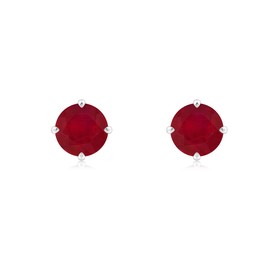 6mm AA Claw-Set Round Ruby Solitaire Stud Earrings in White Gold 