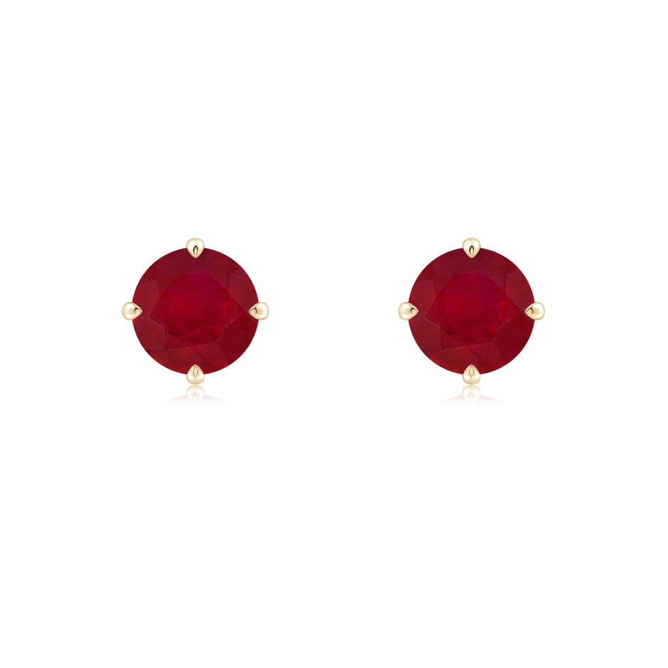 6mm AA Claw-Set Round Ruby Solitaire Stud Earrings in Yellow Gold 