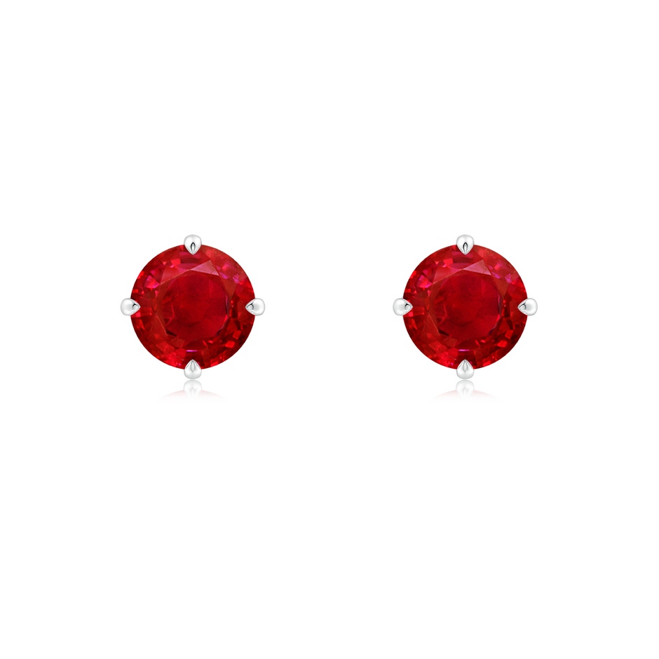 6mm AAA Claw-Set Round Ruby Solitaire Stud Earrings in P950 Platinum 