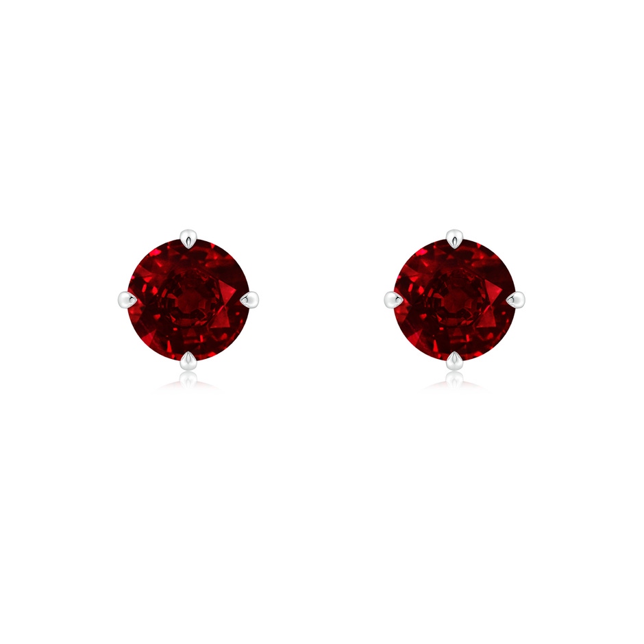 6mm AAAA Claw-Set Round Ruby Solitaire Stud Earrings in P950 Platinum 