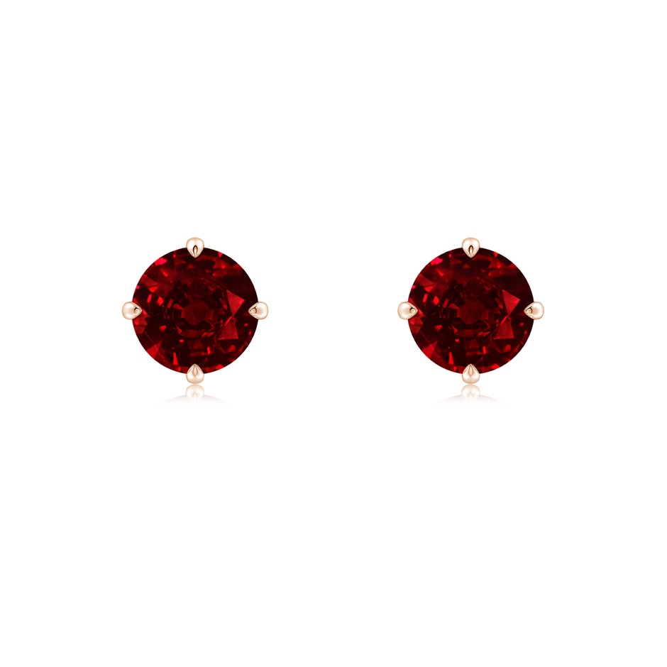 6mm AAAA Claw-Set Round Ruby Solitaire Stud Earrings in Rose Gold 
