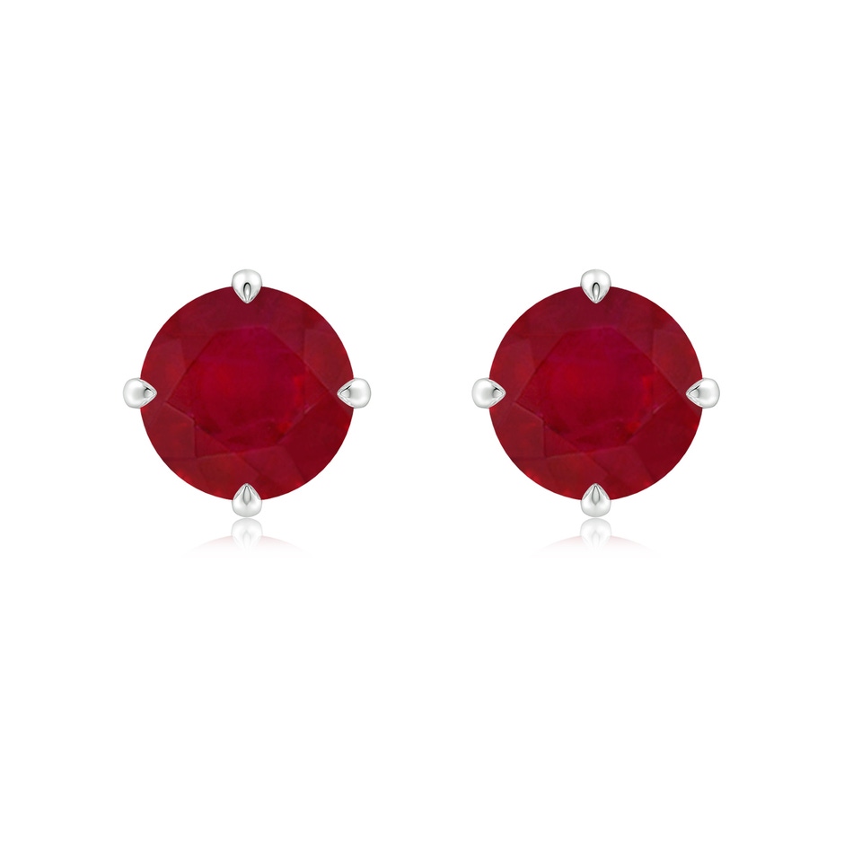 8mm AA Claw-Set Round Ruby Solitaire Stud Earrings in P950 Platinum 
