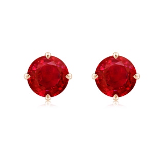 8mm AAA Claw-Set Round Ruby Solitaire Stud Earrings in Rose Gold
