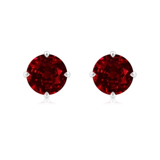 8mm AAAA Claw-Set Round Ruby Solitaire Stud Earrings in P950 Platinum