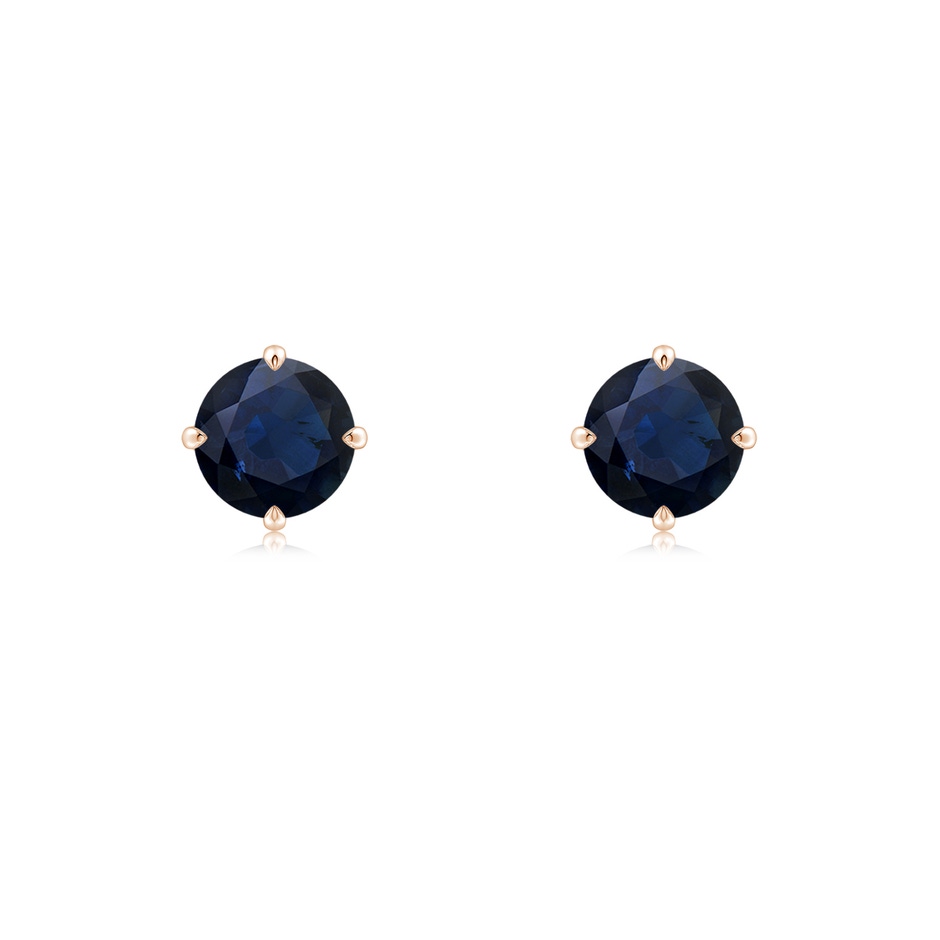 5mm A Claw-Set Round Blue Sapphire Solitaire Stud Earrings in Rose Gold 