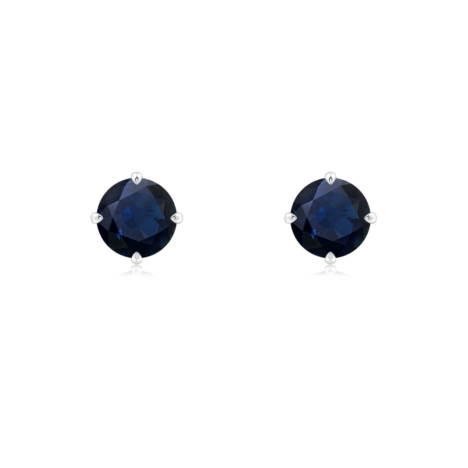 5mm A Claw-Set Round Blue Sapphire Solitaire Stud Earrings in White Gold