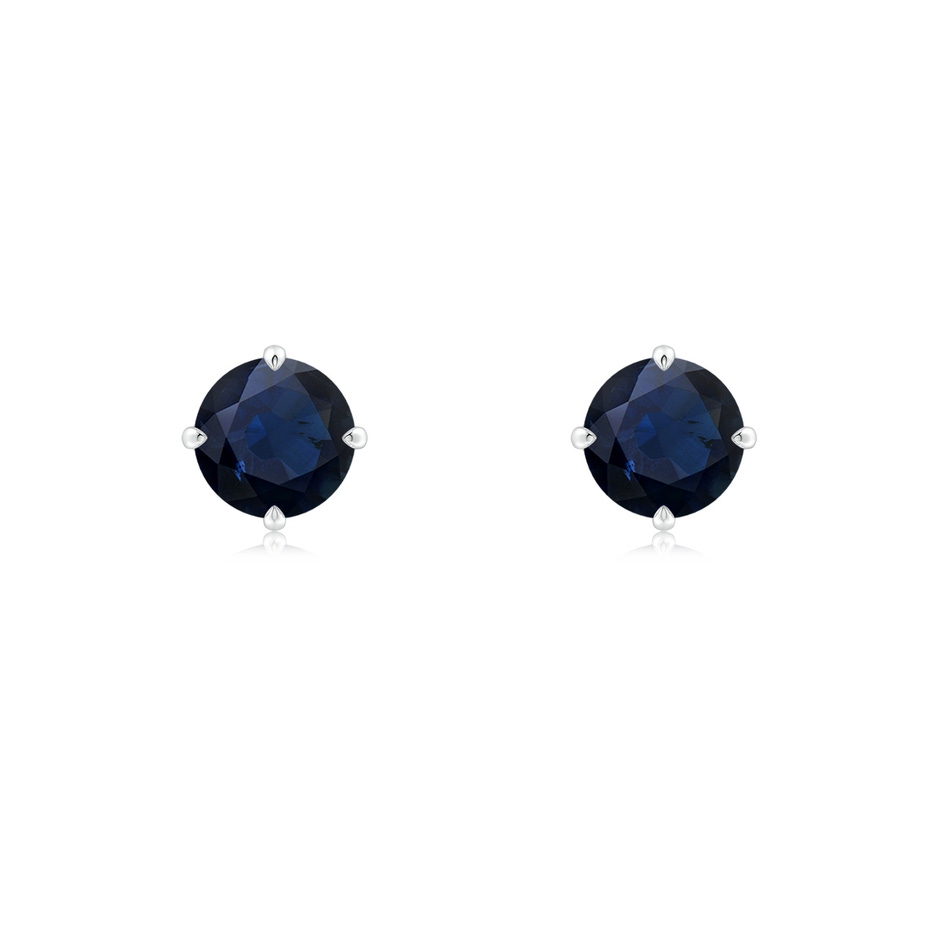 5mm A Claw-Set Round Blue Sapphire Solitaire Stud Earrings in White Gold 