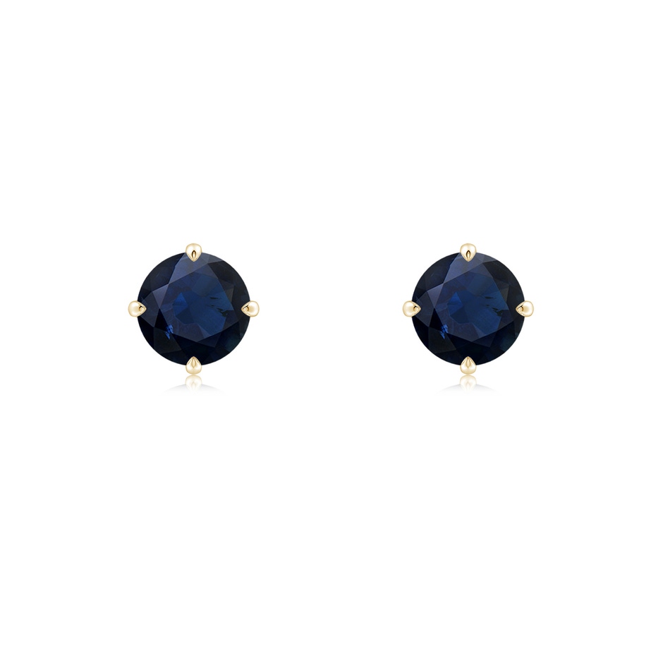 5mm A Claw-Set Round Blue Sapphire Solitaire Stud Earrings in Yellow Gold 