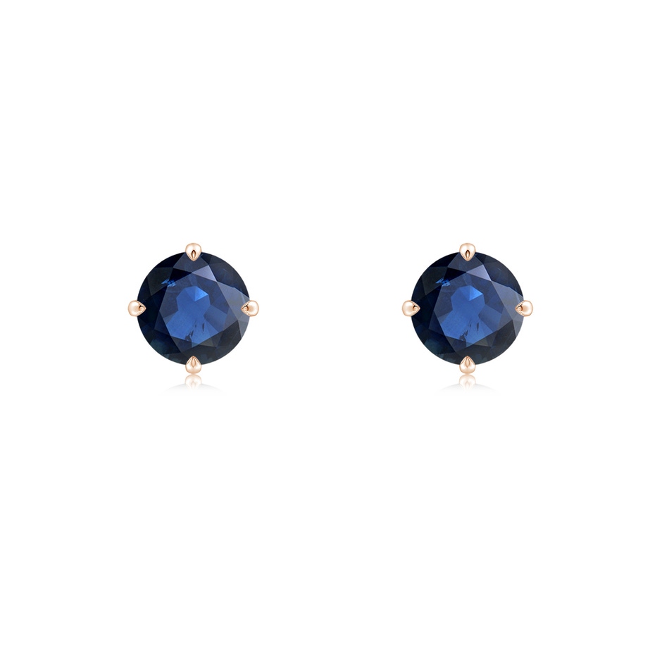 5mm AA Claw-Set Round Blue Sapphire Solitaire Stud Earrings in Rose Gold 