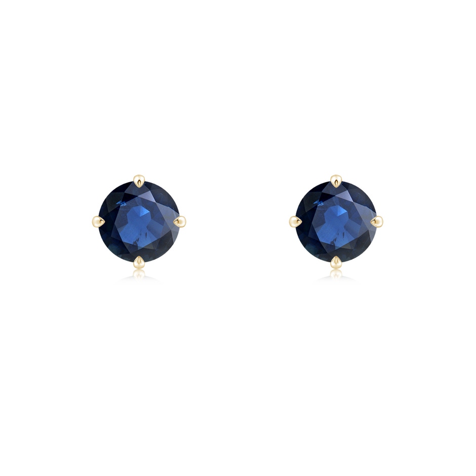 5mm AA Claw-Set Round Blue Sapphire Solitaire Stud Earrings in Yellow Gold 