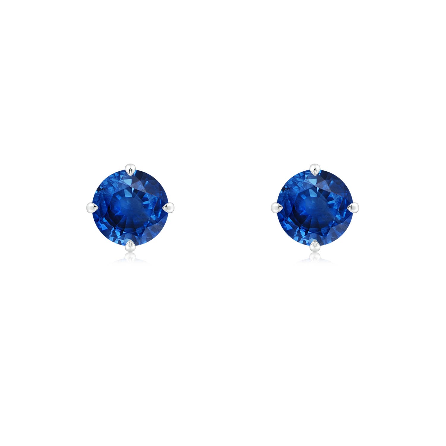 5mm AAA Claw-Set Round Blue Sapphire Solitaire Stud Earrings in P950 Platinum