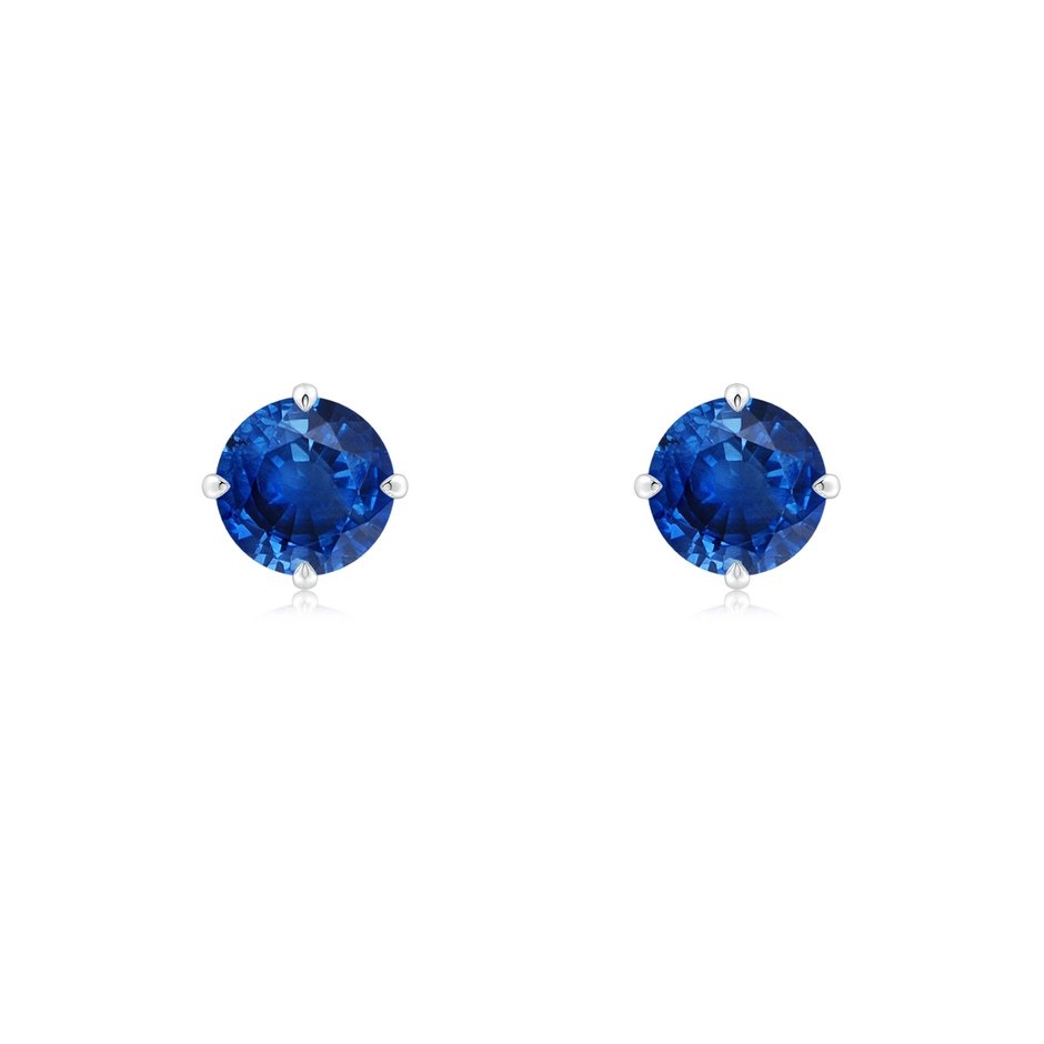 5mm AAA Claw-Set Round Blue Sapphire Solitaire Stud Earrings in White Gold 