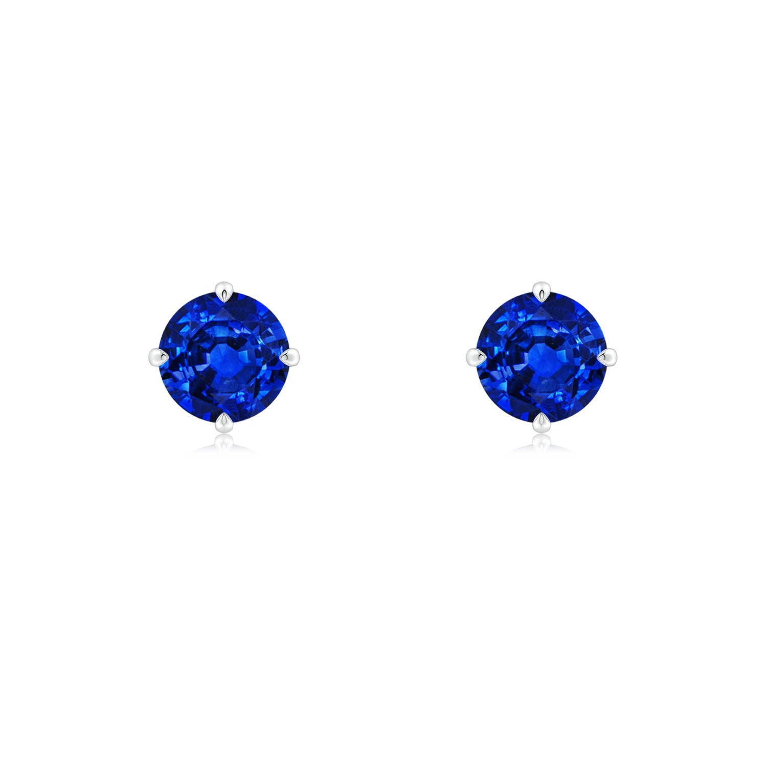 5mm AAAA Claw-Set Round Blue Sapphire Solitaire Stud Earrings in P950 Platinum