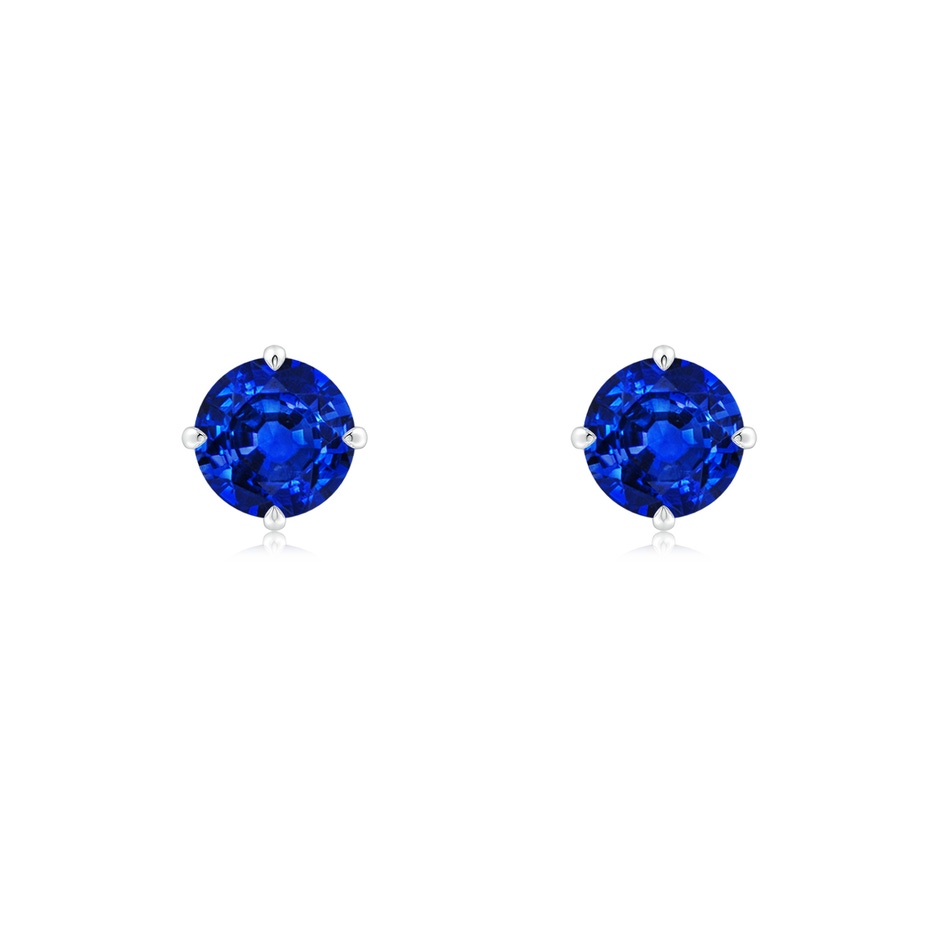 5mm AAAA Claw-Set Round Blue Sapphire Solitaire Stud Earrings in White Gold 