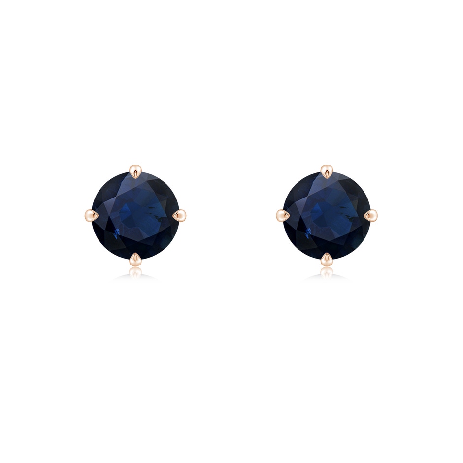 6mm A Claw-Set Round Blue Sapphire Solitaire Stud Earrings in Rose Gold 