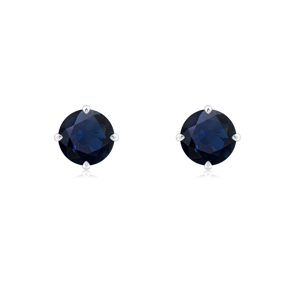 6mm A Claw-Set Round Blue Sapphire Solitaire Stud Earrings in White Gold 